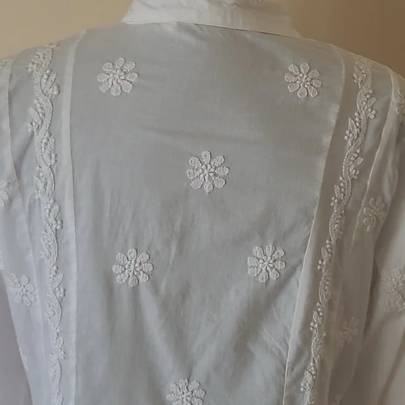 Soft surroundings dresses tunic white embroidered size L - Picture 8 of 10